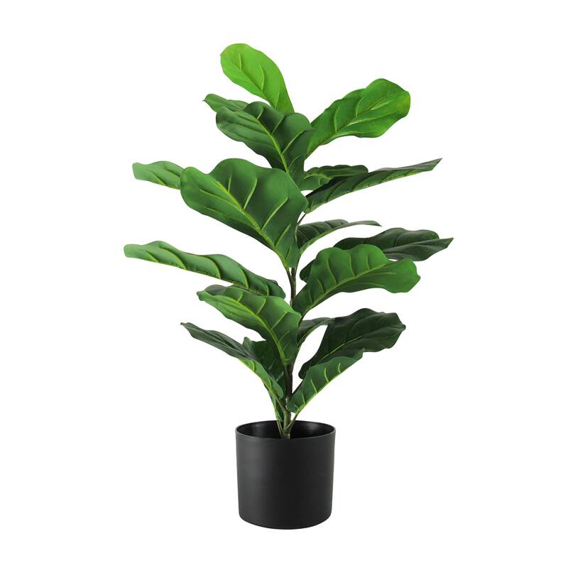 27in Real Touch Artificial Small Fiddle Leaf Fig Tree Plant in Black Pot - 27" H x 19" W x 19" DP