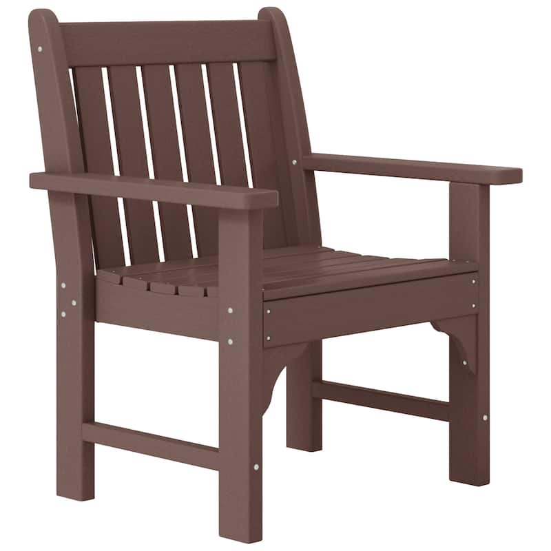 Polytrends Laguna HDPE Outdoor Dining Garden Arm Chair - Dark Brown
