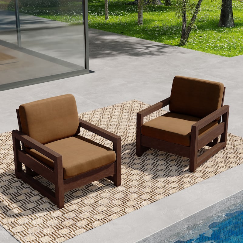 Patio Teak Wood Outdoor Arm Chair with Cushion