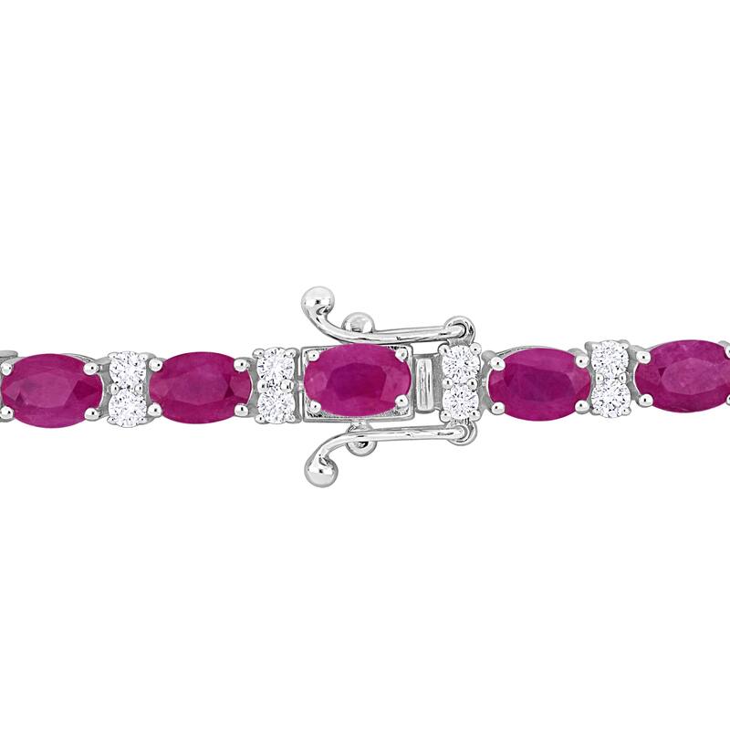 Miadora 14k White Gold Diamond and Ruby Tennis Bracelet 1 to 1 5/8ct TDW
