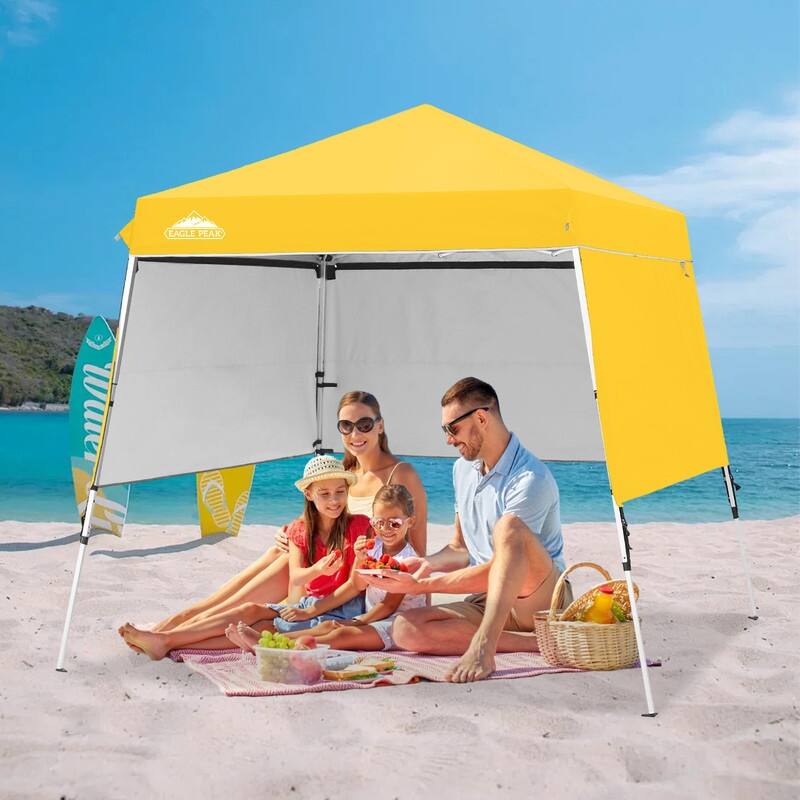 EAGLE PEAK Day Tripper 8x8 Aluminum Super-Lightweight Slant Leg Pop Up Canopy with 3 Removable Walls, Blue
