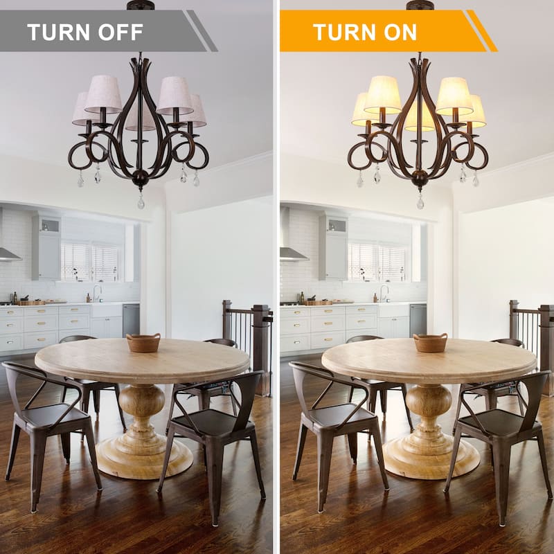 Bella Depot Bella Depot 28" 5-Light Brown Traditional Candle-Style Chandelier Adjustable Pendant Light