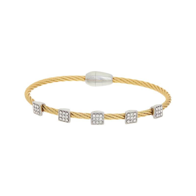 Juvell Gold Plated Cubic Zirconia Twisted-Mesh Bangle Bracelet
