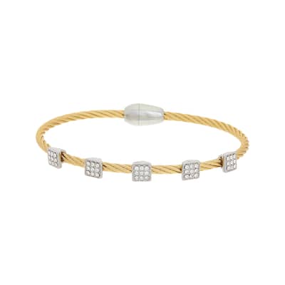 Juvell Gold Plated Cubic Zirconia Twisted-Mesh Bangle Bracelet