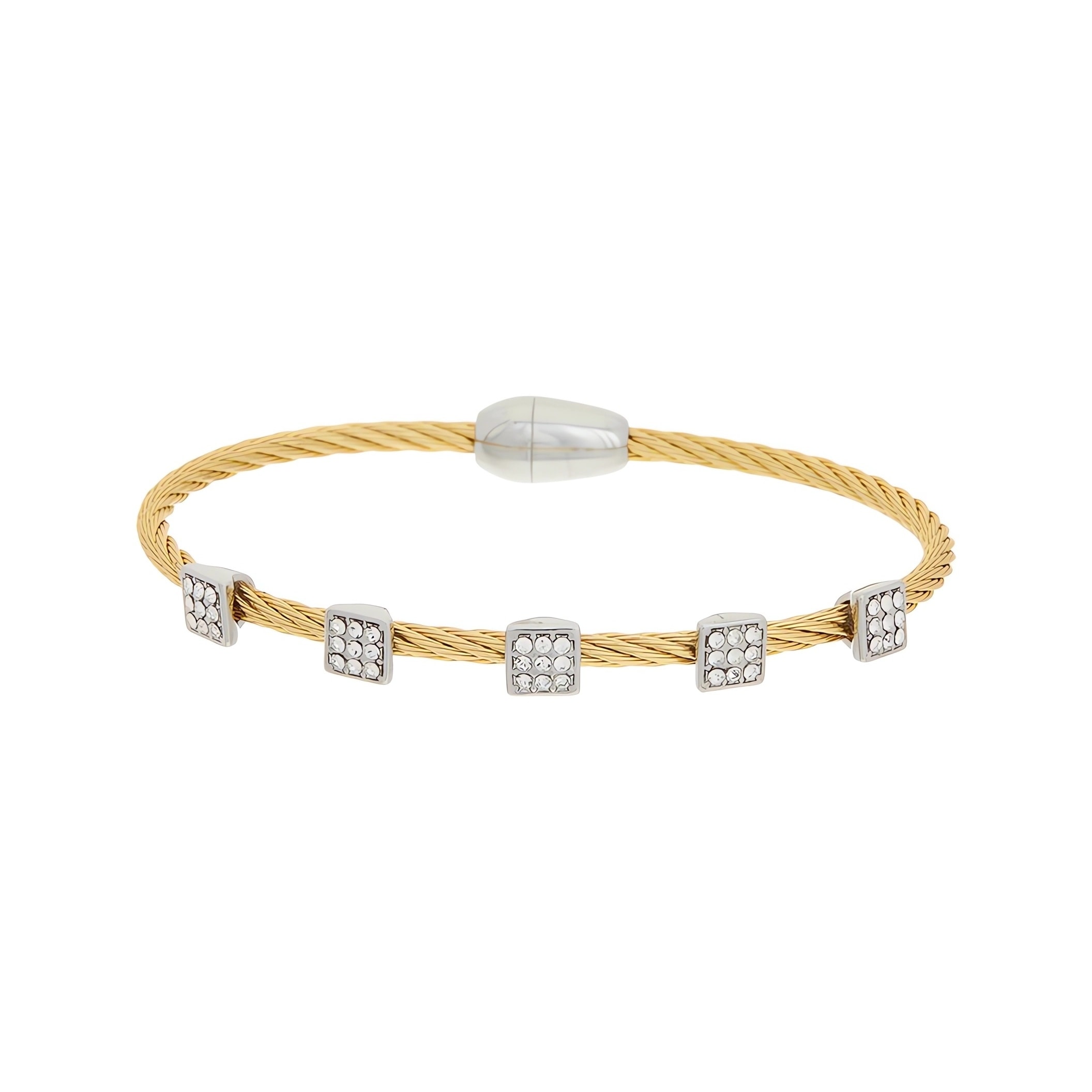 Juvell Gold Plated Cubic Zirconia Twisted-Mesh Bangle Bracelet