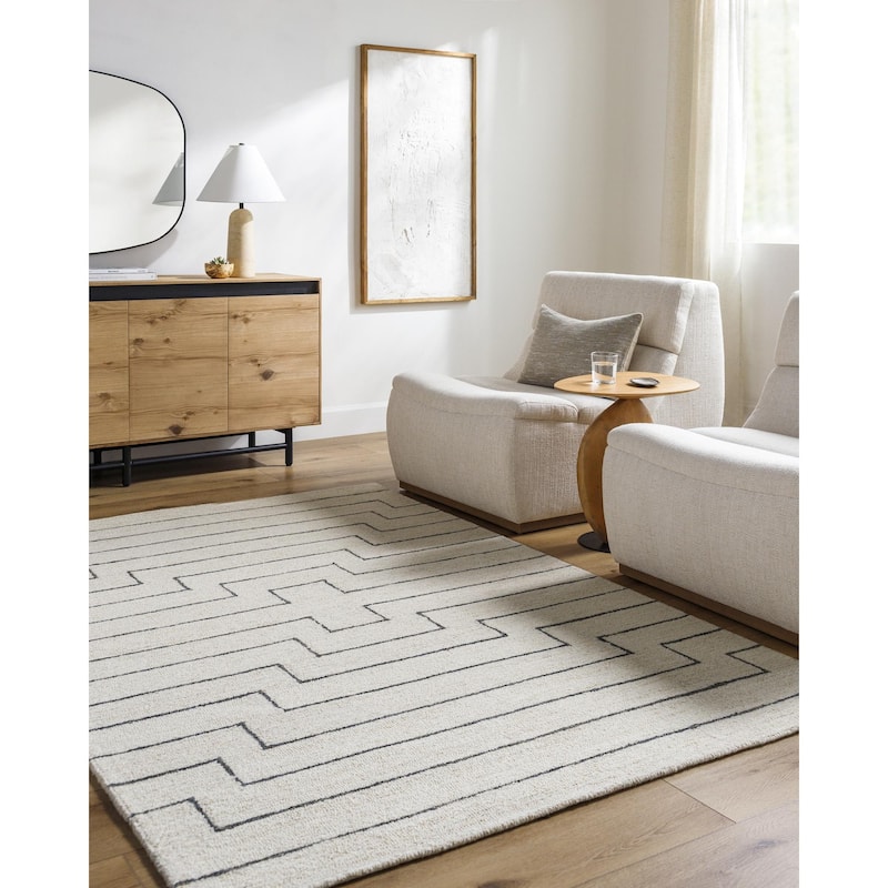 Livabliss Bournemouth Global Area Rug - Ivory/Black - 8' x 10'