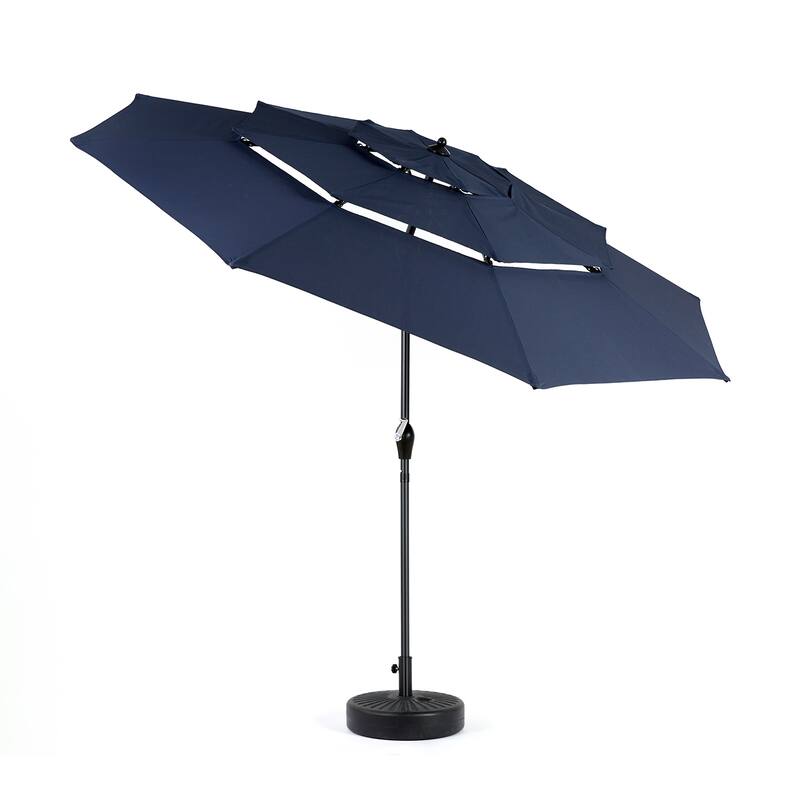 Topcraft 10ft Aluminum 3 Tier Tiltable Market Umbrella - Navy blue