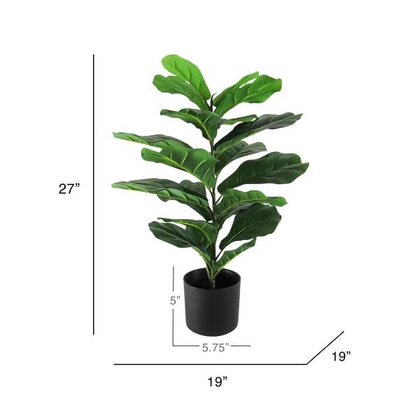 27in Real Touch Artificial Small Fiddle Leaf Fig Tree Plant in Black Pot - 27" H x 19" W x 19" DP