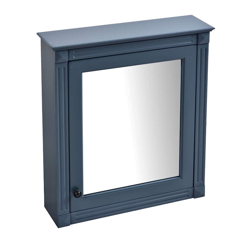 24 in. W x 27 in. H Rectangular Wood Medicine Cabinet with Mirror and Adjustable Shelves - Blue