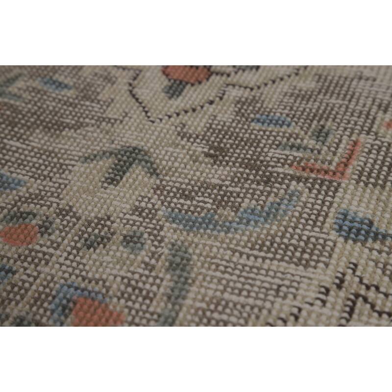 Beige / Ivory Medallion Tabriz Persian Area Rug Handmade Wool Carpet - 6'6"x 9'8"