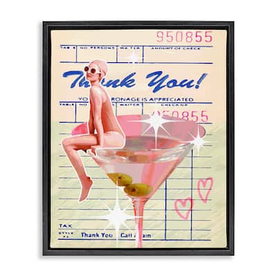 Stupell Retro Vintage Restaurant Check Framed Floater Canvas Wall Art Design By Lil' Rue