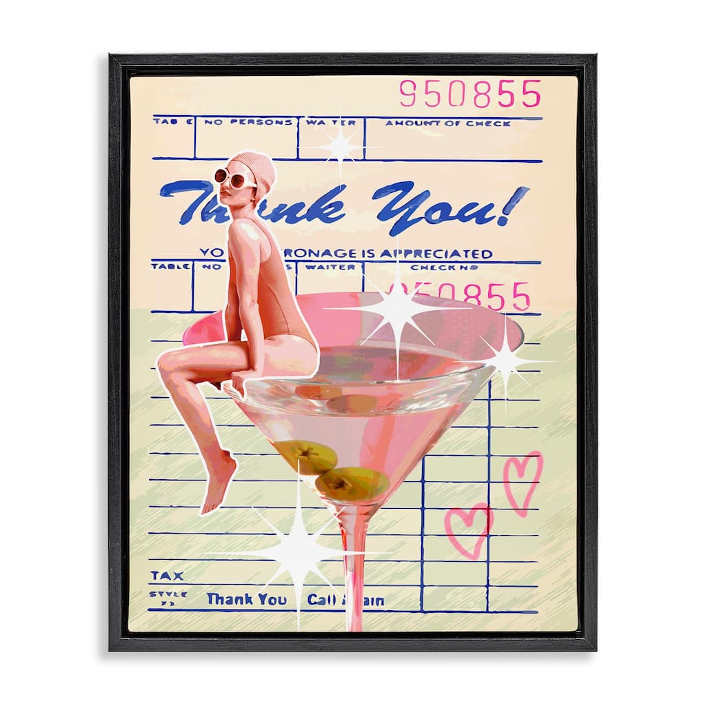 Stupell Retro Vintage Restaurant Check Framed Floater Canvas Wall Art Design By Lil' Rue
