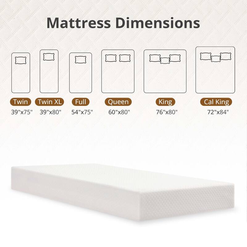 8" Medium Gel Memory Foam Mattress Infused with Green Tea