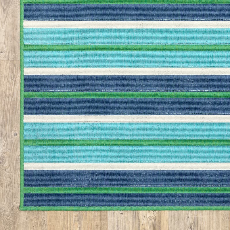 Style Haven Martinique Feeling the Blues Striped Indoor Outdoor Rug