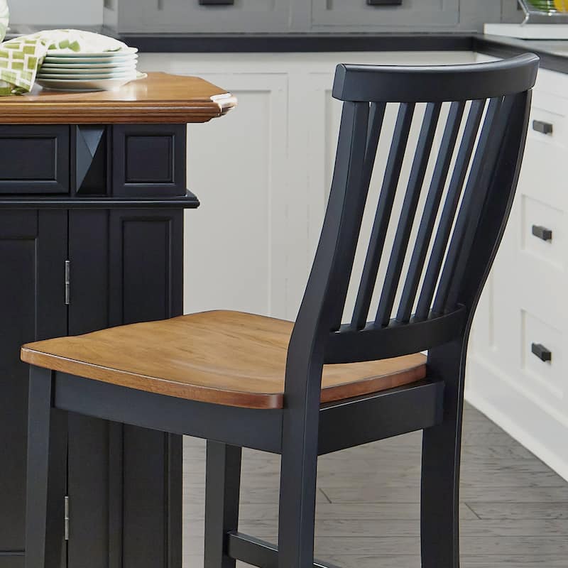 Distressed Oak 3-Piece Kitchen Island and Barstools Kitchen Set by Homestyles
