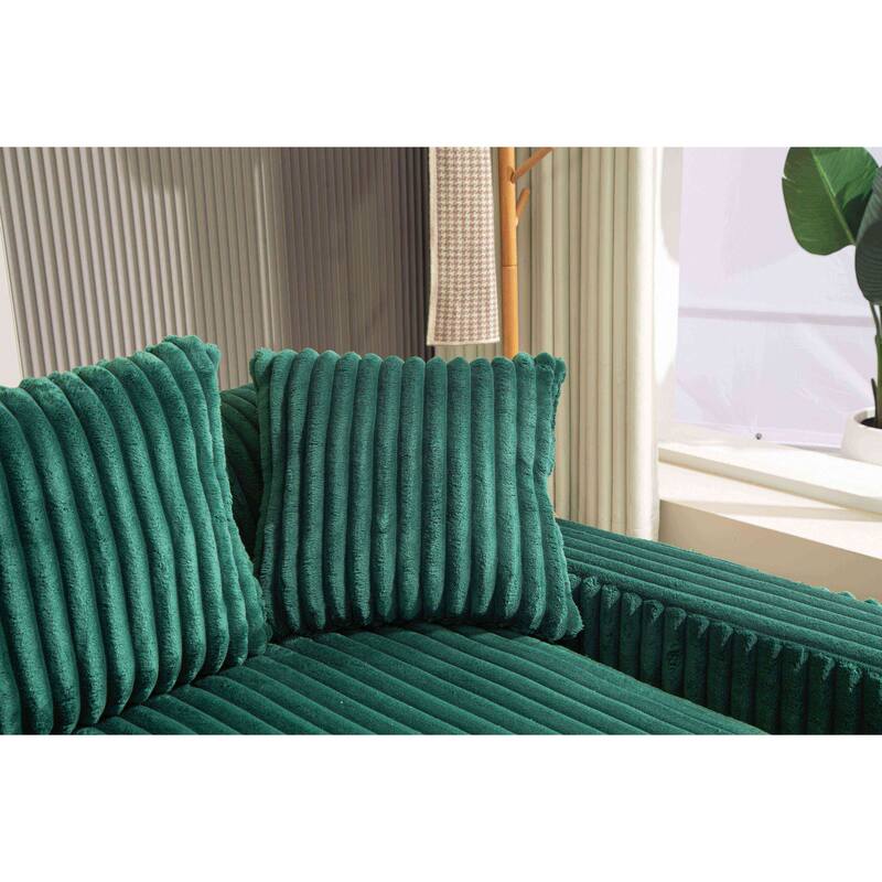 Corduroy lazy sofa bed Living room deep seat sofa with 3 back pillows