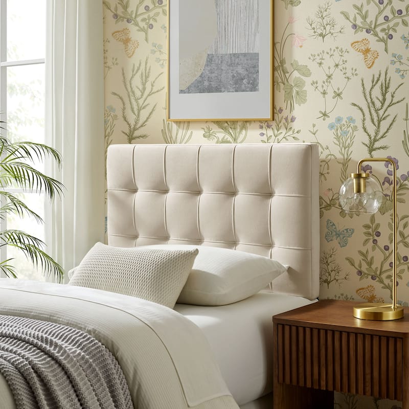Lily Biscuit Tufted Performance Velvet Headboard - Alabaster - Twin