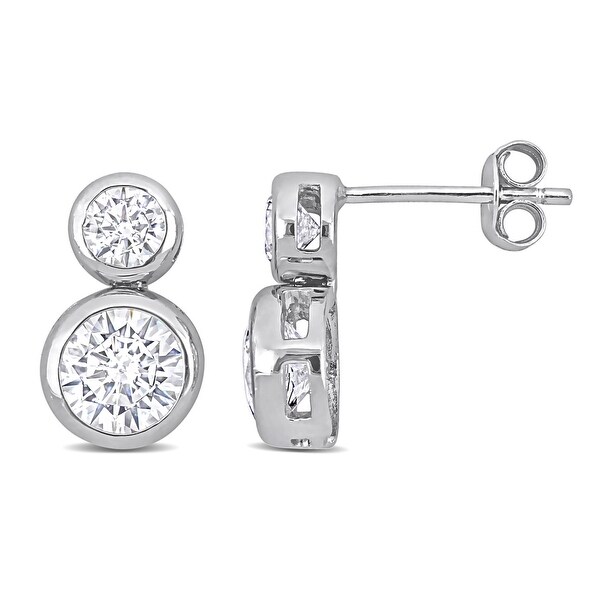 Miadora Cubic Zirconia Two-Stone Stud Earrings in Sterling Silver. Opens flyout.
