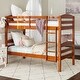 preview thumbnail 1 of 11, Walker Edison Solid Wood Twin-over-Twin Size Bunk Bed - Cherry Cherry