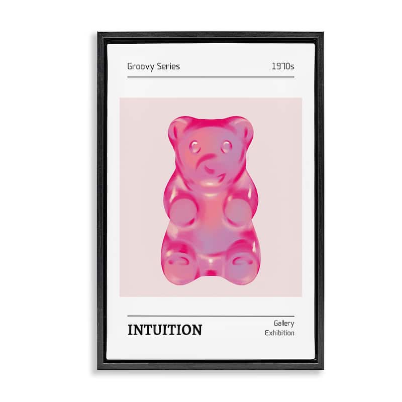 Stupell Intuition Phrase Candy Bear Framed Floater Canvas Wall Art Design By LSR Design Studio - 17 x 25 - Black