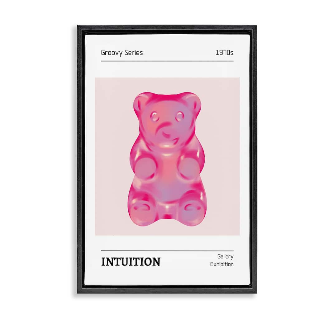 Stupell Intuition Phrase Candy Bear Framed Floater Canvas Wall Art Design By LSR Design Studio