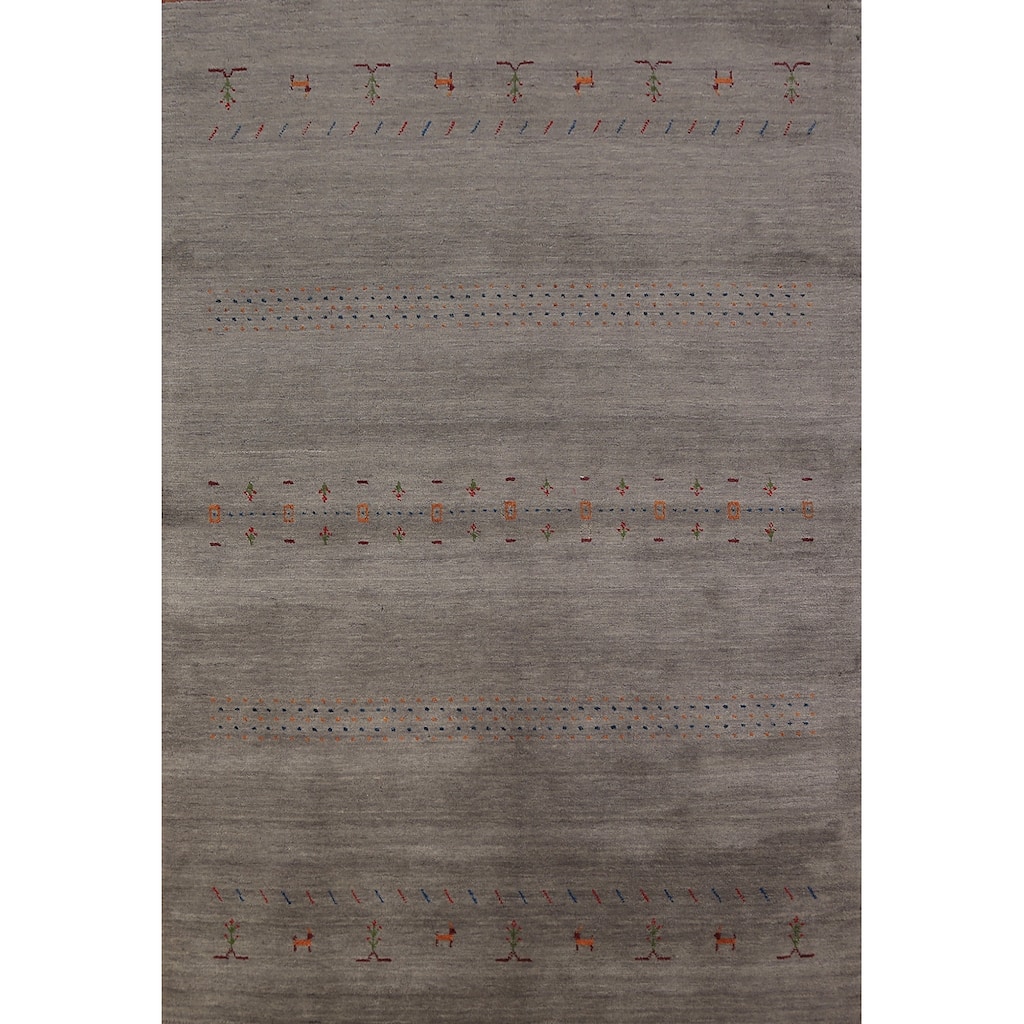 Animals Gabbeh Oriental Area Rug Handmade Wool Carpet - 5'7" x 7'11"