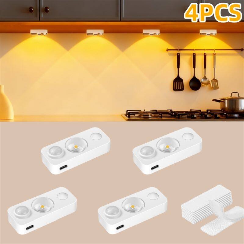 4-Pack Rechargeable Motion Sensor LED Lights,White Colors