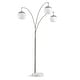 preview thumbnail 15 of 13, Metro 84"H Glass Globe 3-Light LED Dimmable Arch Floor Lamp with LED Vintage Bulbs Brushed Nickel / White Glass Shades