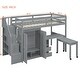 preview thumbnail 99 of 112, Space-Saving Wood Loft Bed with Storage Stairs & Wardrobe, Multifunctional Furniture Bed Frame with Desk & Drawers