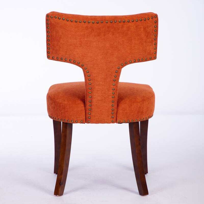 Hardwood Frame Dining Chairs Set of 2, Dining Chair with Curved Backrest