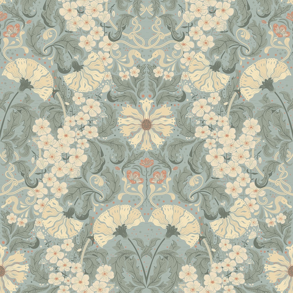 A-Street Prints Ojvind Light Blue Floral Ogee Wallpaper