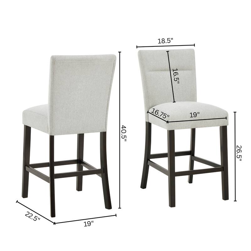 Roundhill Furniture Cavira Modern Upholstered Counter Height Stools, Set of 2, Gray