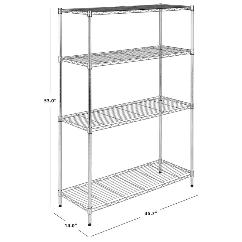 SAFAVIEH Storage Sherree 4-Tier Heavy Duty Commercial Black Chrome Wire Shelf - 35.7" x 14" x 53" - 36Wx14Dx53H