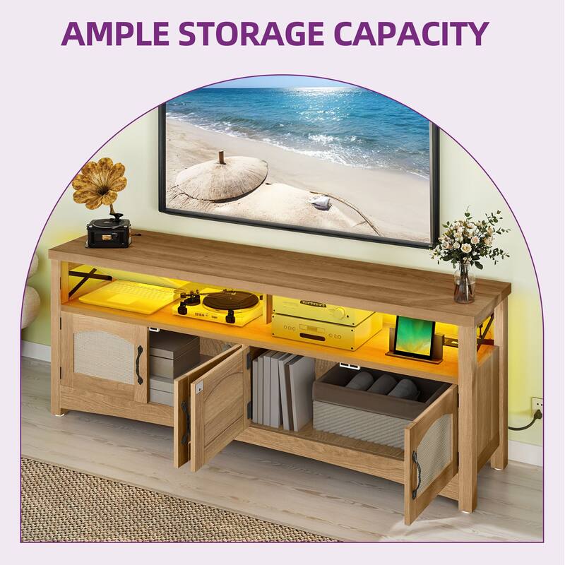 Moasis Farmhouse TV Stand Storage TV Console with Doors for TV's up to 60" 65" Living Room