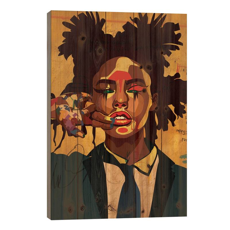 Painter Girl Print On Wood by Dai Chris Art - Multi-Color - 26x18x1.5
