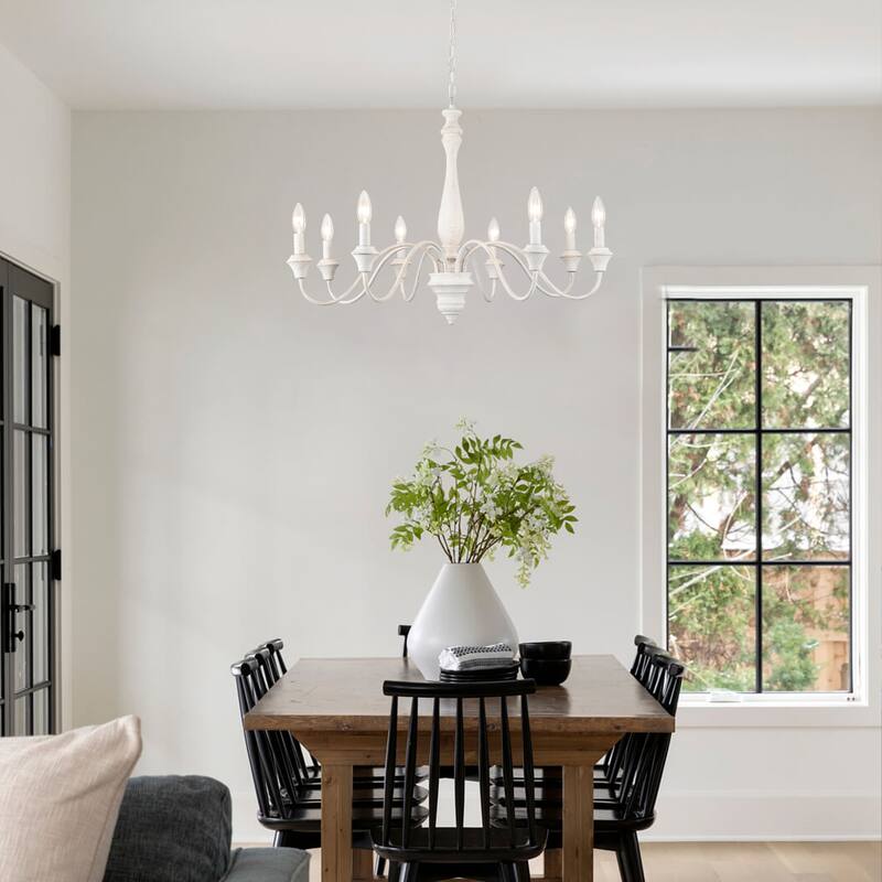 8-Light Vintage Candlestick Hanging Chandelier Lighting for Kitchen Island