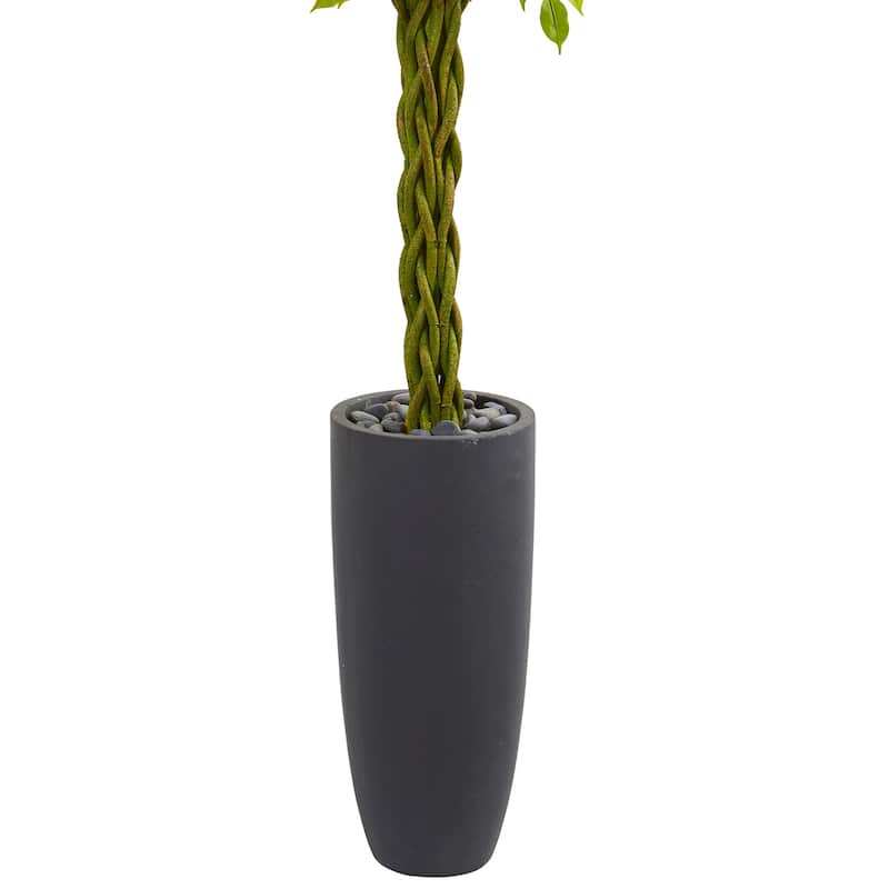 Artificial Tree with Planter - 6.5ft Indoor Outdoor Faux Tree - Elegant Braided Design - Home Decor Accent - 6.5ft.