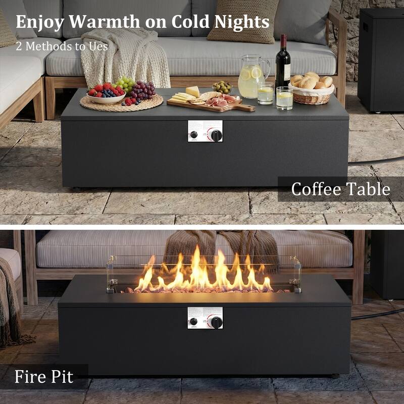 Meyreso Wicker Outdoor Patio Fire Pit Set with Swivel Gliders & 4.5-Inch Olefin Cushions