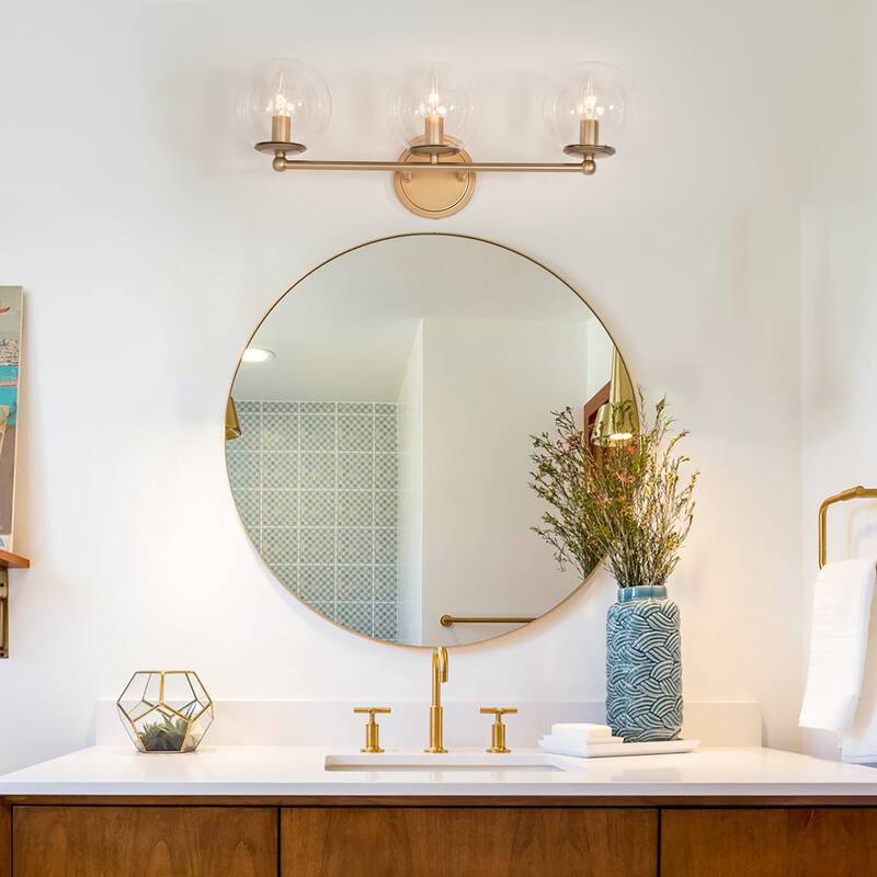 Mid-century Modern Gold Bathroom Vanity Lights French Country Glass Globe Wall Sconce