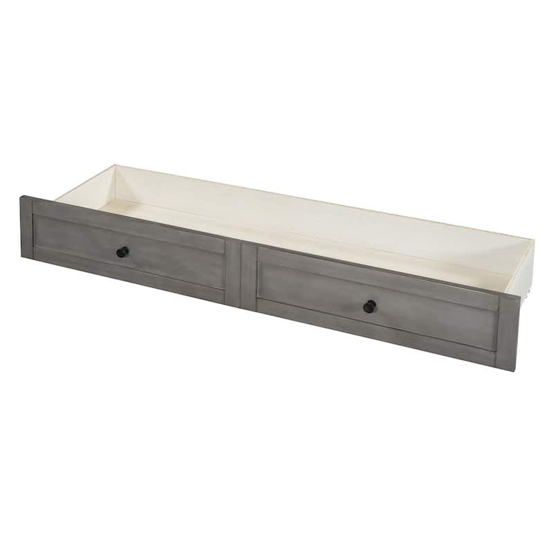 Queen Size Murphy Bed with Large Drawers & USB Ports,Brushed Gray