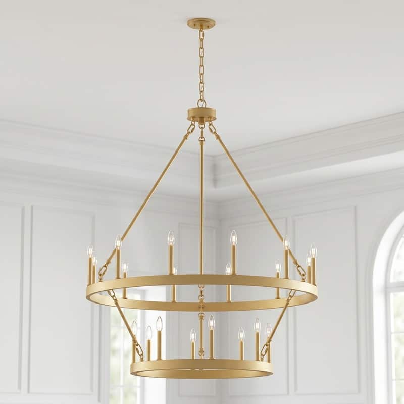 Acroma 20-light Modern Farmhouse 40In Round Wagon Wheel Chandelier with UL