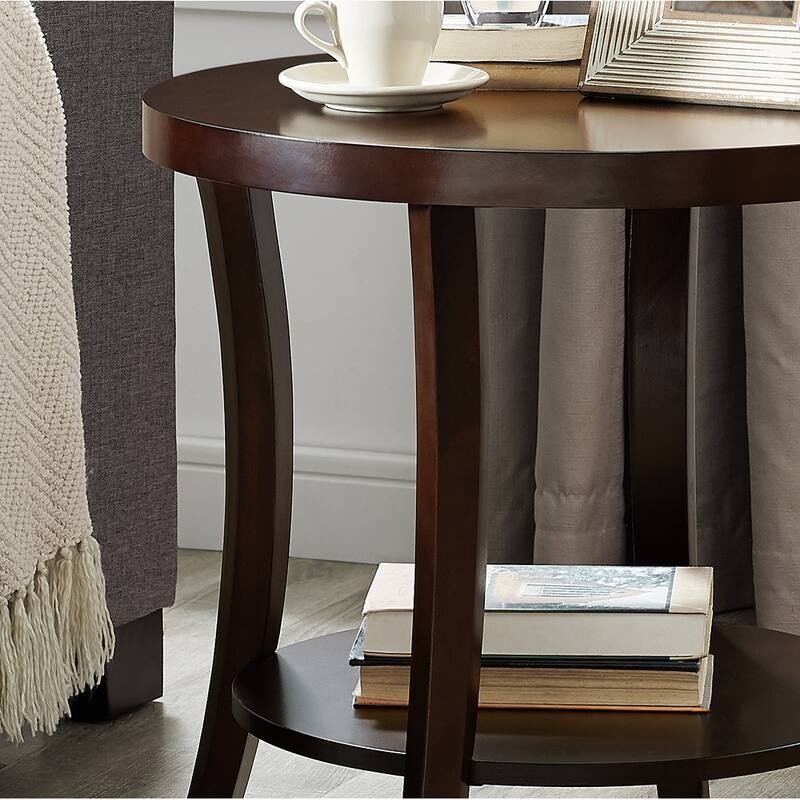 23" Modern Round End Table with Storage Shelf for Living Room and Bedroom