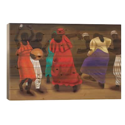 African Dancers Print On Wood by Carol A. Simmons - Multi-Color