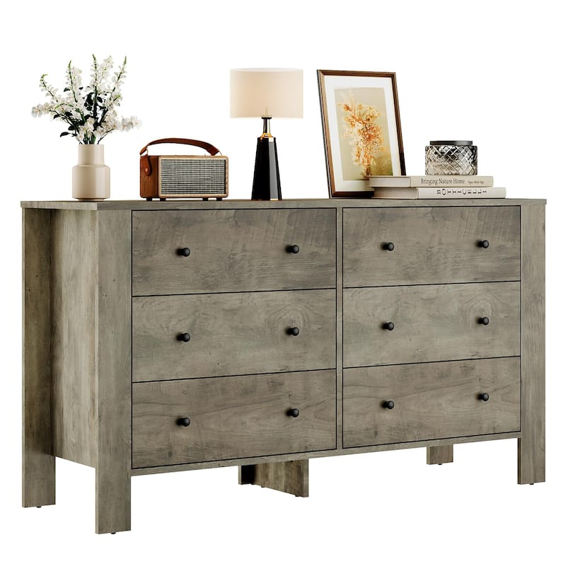 6 Drawer Dresser for Bedroom, Modern Wooden Storage Chest with Drawers