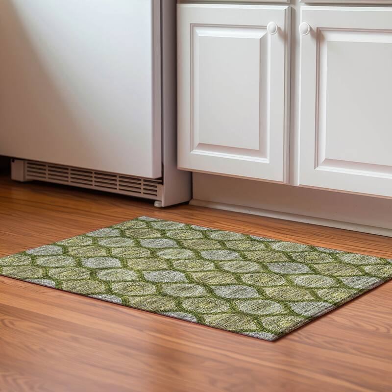 Premium Washable Super Soft Boho Mosaic Mayfield Rug - Olive - 1'8" x 2'6"