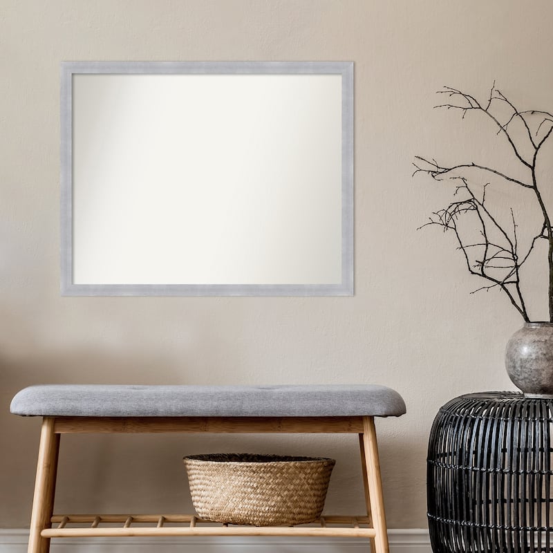 Non-Beveled Bathroom Wall Mirror - Grace Brushed Nickel Narrow Frame