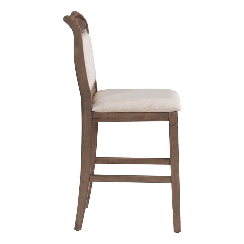 3-Piece Wood Counter Height Drop Leaf Dining Table Set with 2 Upholstered Dining Chairs for Small Place