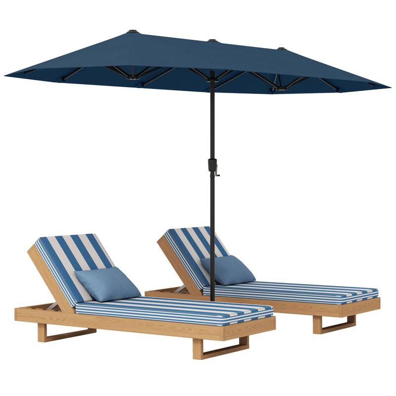Gymax 13 FT Double-sided Patio Umbrella Outdoor Large Twin Size - Blue