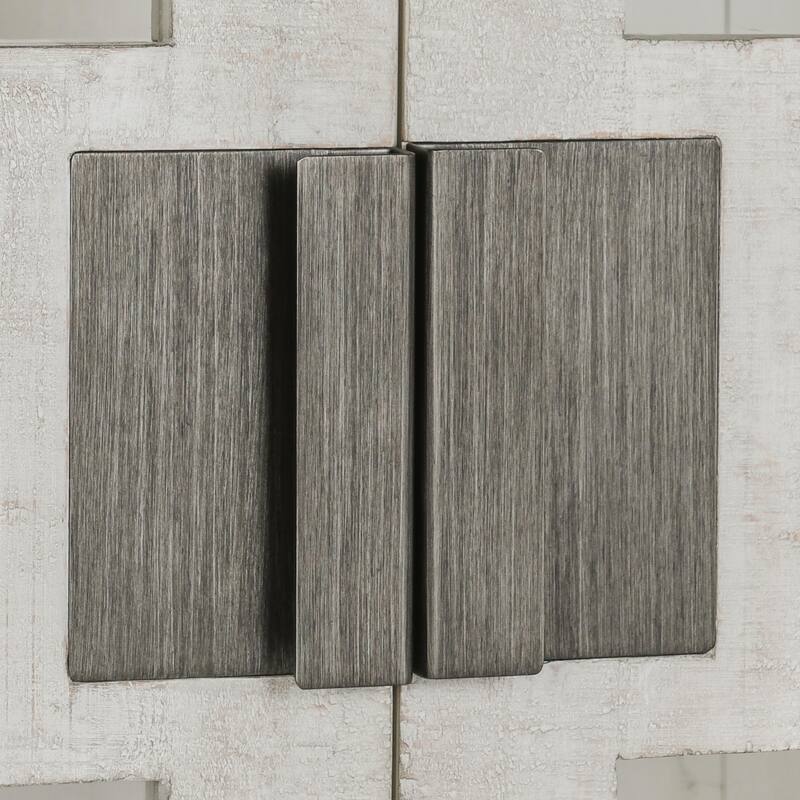 Classic Home Larson Two-Door Glass and Oak Wood Cabinet
