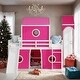 preview thumbnail 1 of 10, Impression Playhouse Inspired Bed, Full Size Loft Bed with Slide Pink Tent and Tower, Spacious Under Bed Space, Pink Pink